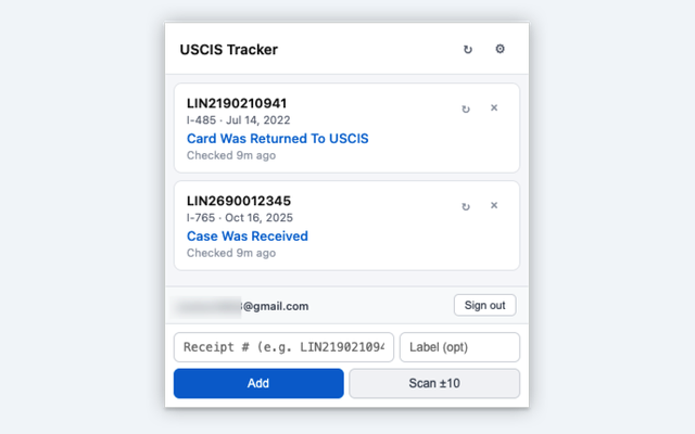 USCIS Case Tracker Chrome Extension